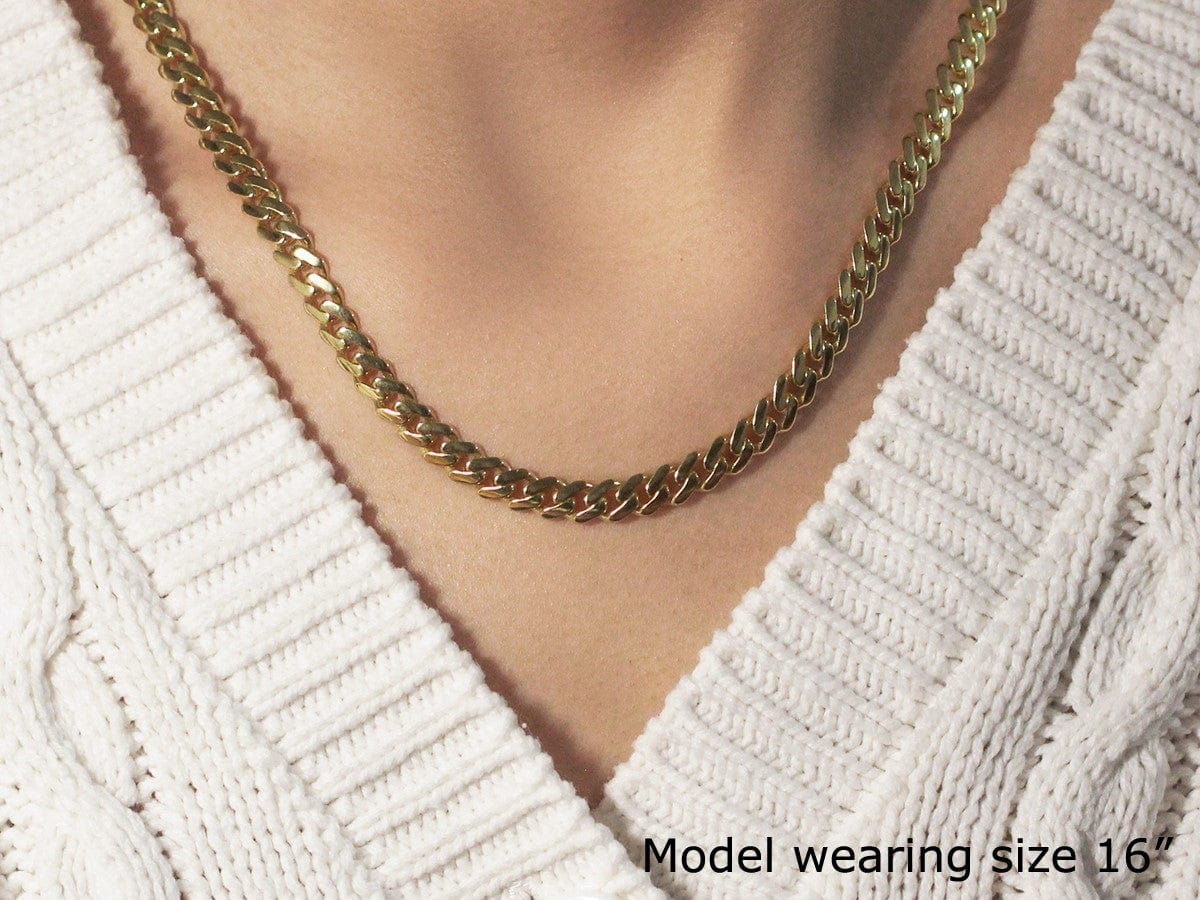 RCJ Necklaces 14k Yellow Gold Polished Miami Cuban Chain Necklace