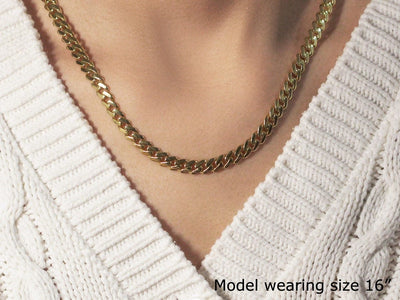 RCJ Necklaces 14k Yellow Gold Polished Miami Cuban Chain Necklace