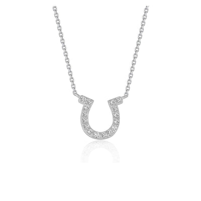 RCJ Necklaces 16'' / White Gold 14k White Gold Horseshoe Design Diamond Pendant