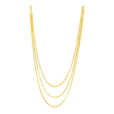 RCJ Necklaces 16'' / Yellow Gold 14k Yellow Gold Three Strand Herringbone Chain Necklace