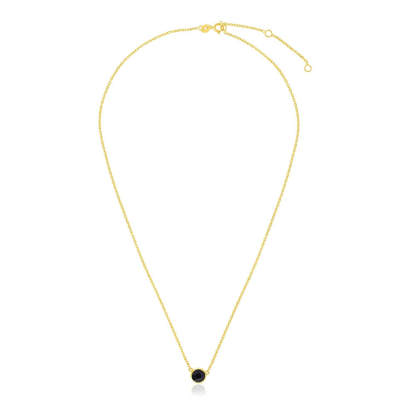 RCJ Necklaces 17'' / Yellow Gold 14k Yellow Gold 17 inch Necklace with Round Onyx