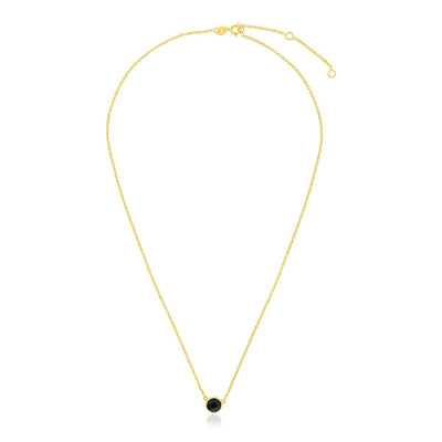 RCJ Necklaces 17'' / Yellow Gold 14k Yellow Gold 17 inch Necklace with Round Onyx