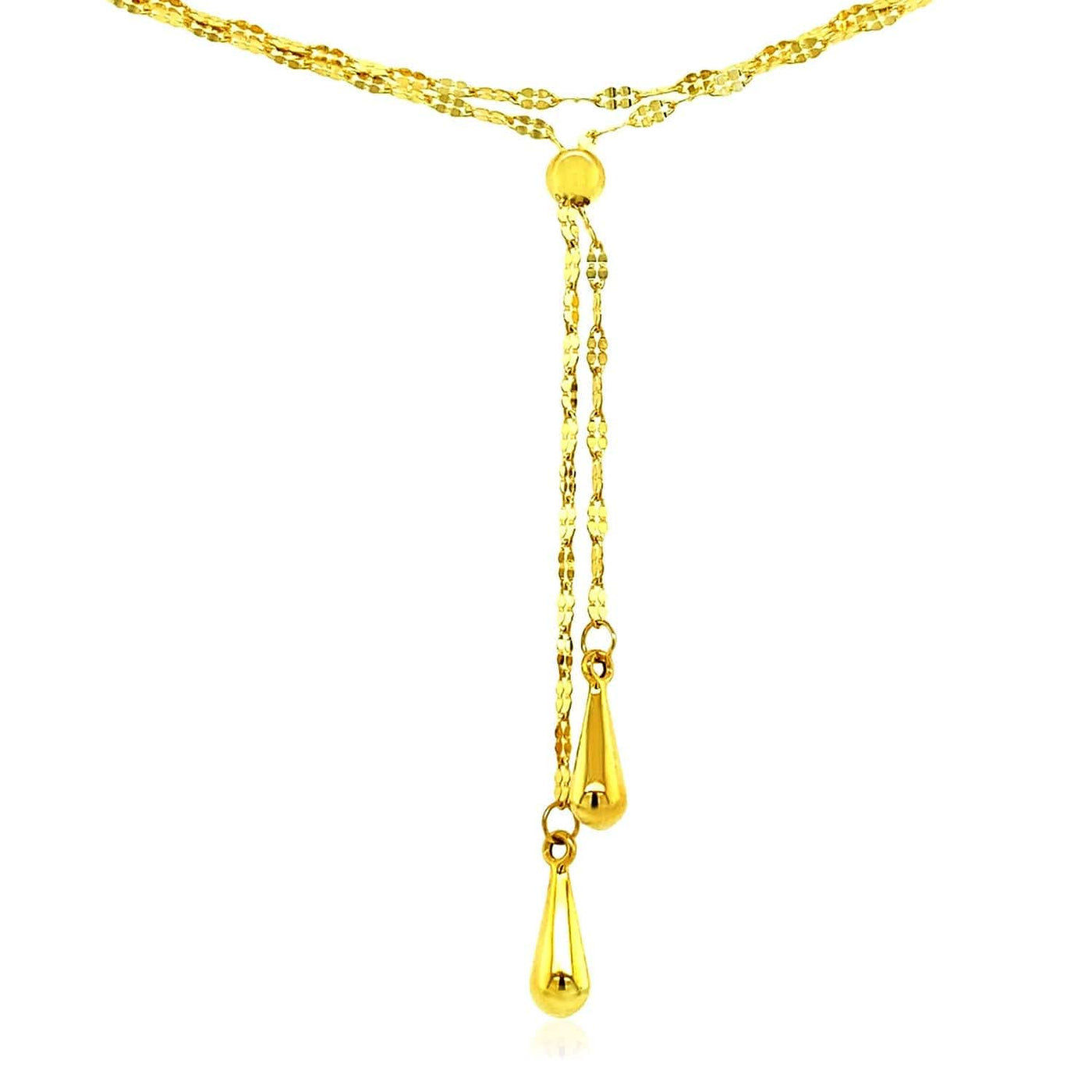 RCJ Necklaces 17'' / Yellow Gold 14k Yellow Gold Double Strand Chain with Puffed Heart Lariat Necklace