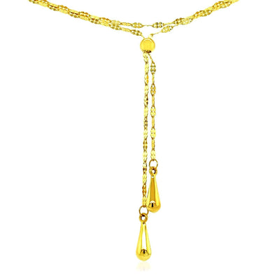 RCJ Necklaces 17'' / Yellow Gold 14k Yellow Gold Double Strand Chain with Puffed Heart Lariat Necklace