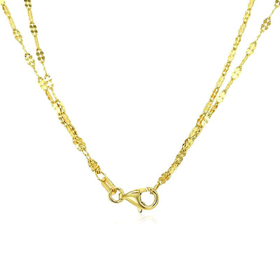 RCJ Necklaces 17'' / Yellow Gold 14k Yellow Gold Double Strand Chain with Puffed Heart Lariat Necklace