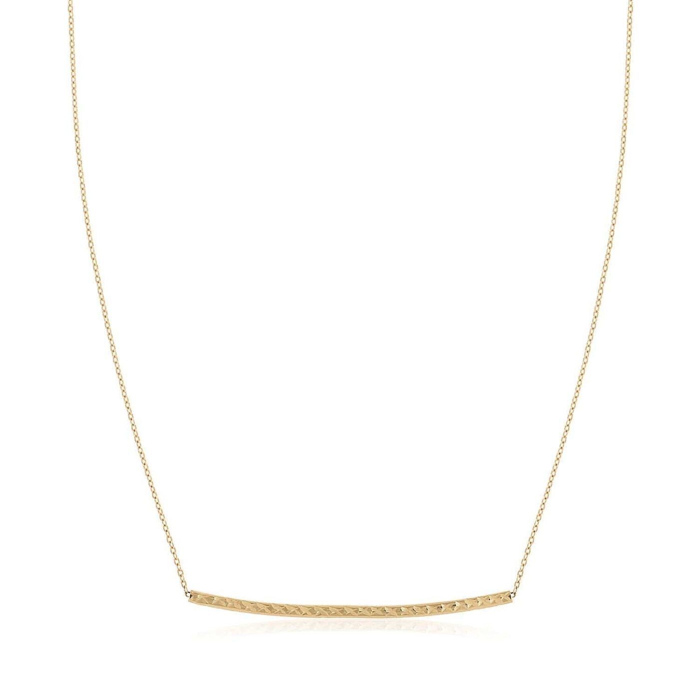 RCJ Necklaces 17'' / Yellow Gold 14k Yellow Gold Thin Textured Bar Necklace