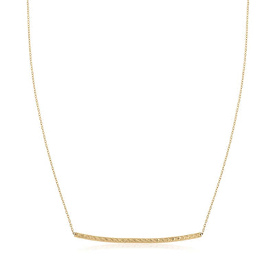 RCJ Necklaces 17'' / Yellow Gold 14k Yellow Gold Thin Textured Bar Necklace