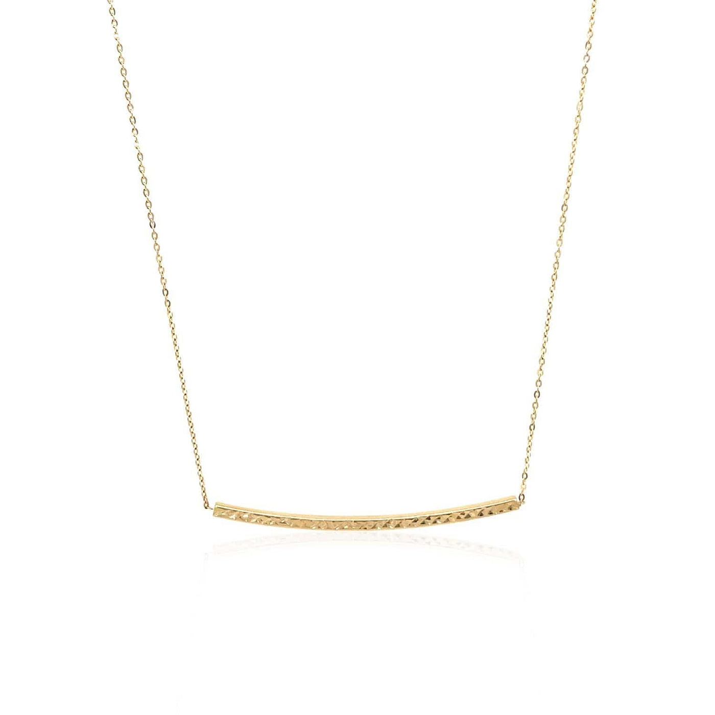 RCJ Necklaces 17'' / Yellow Gold 14k Yellow Gold Thin Textured Bar Necklace