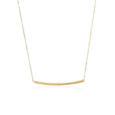 RCJ Necklaces 17'' / Yellow Gold 14k Yellow Gold Thin Textured Bar Necklace