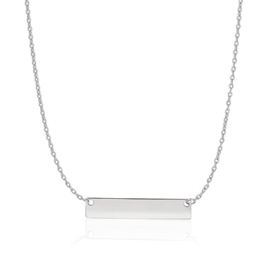 RCJ Necklaces 18'' / White Gold 14k White Gold Smooth Flat Horizontal Bar Style Necklace