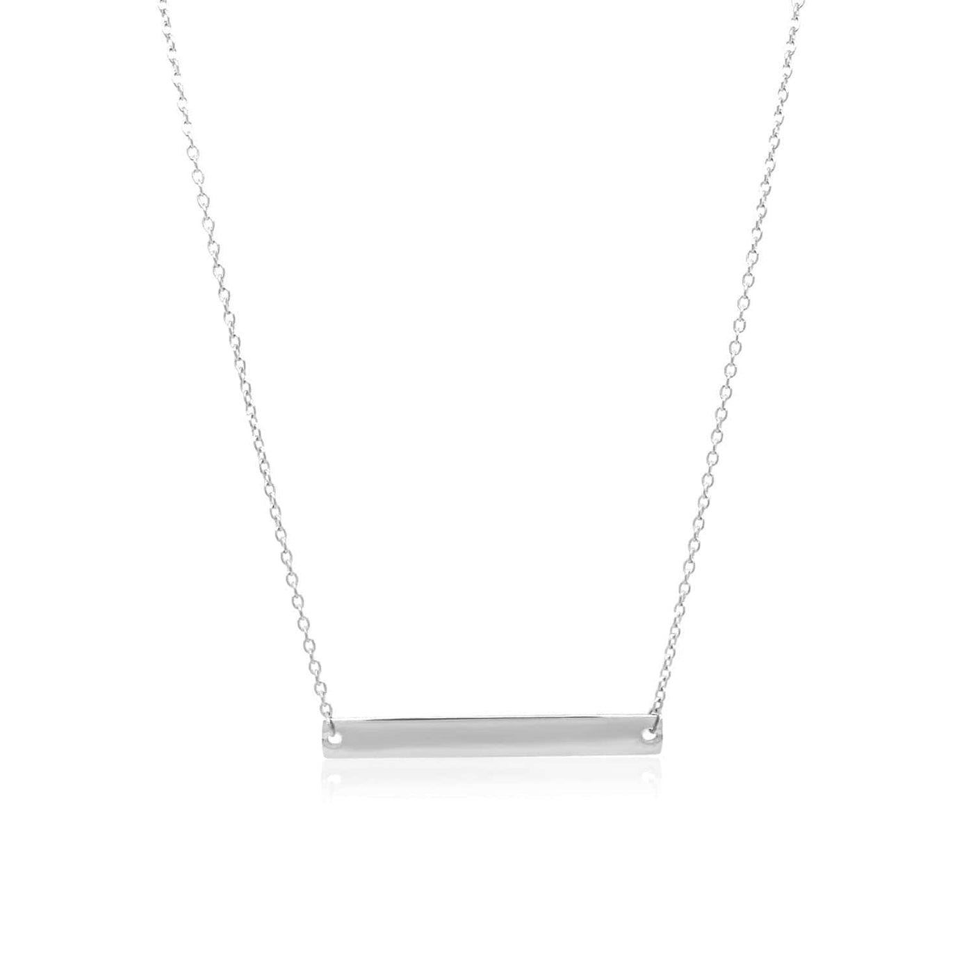 RCJ Necklaces 18'' / White Gold 14k White Gold Smooth Flat Horizontal Bar Style Necklace