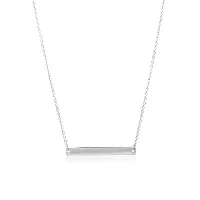 RCJ Necklaces 18'' / White Gold 14k White Gold Smooth Flat Horizontal Bar Style Necklace