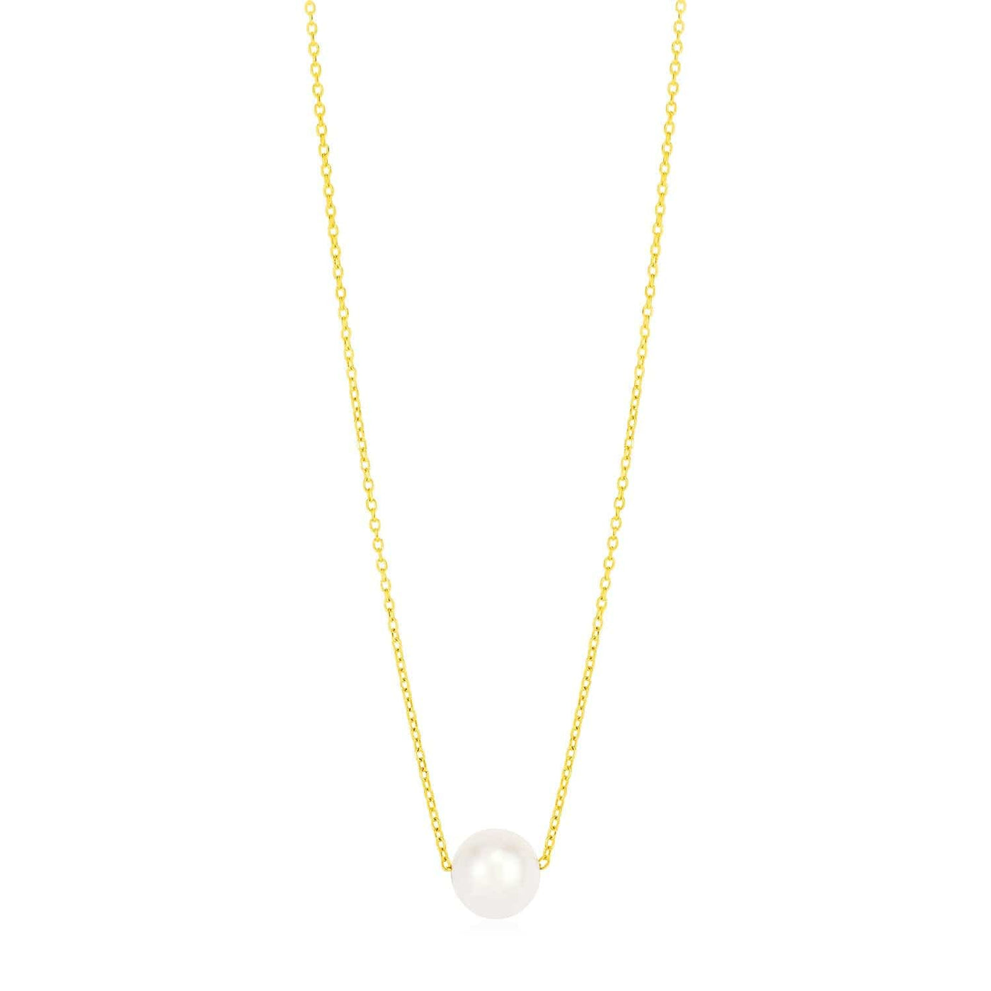 RCJ Necklaces 18'' / Yellow Gold 14k Yellow Gold 7mm Pearl Solitaire Necklace