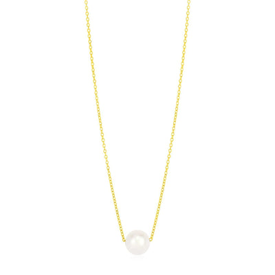 RCJ Necklaces 18'' / Yellow Gold 14k Yellow Gold 7mm Pearl Solitaire Necklace