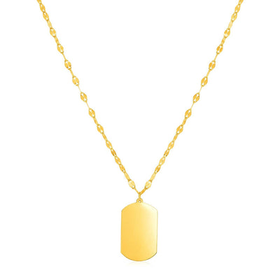 RCJ Necklaces 18'' / Yellow Gold 14K Yellow Gold Dog Tag Necklace