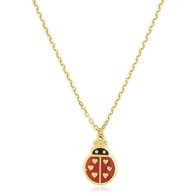 RCJ Necklaces 18'' / Yellow Gold 14k Yellow Gold High Polish Ladybug Enamel Necklace