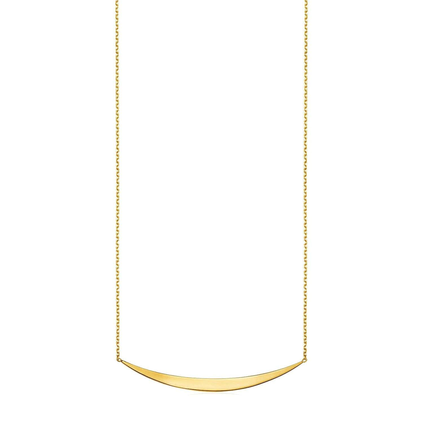 RCJ Necklaces 18'' / Yellow Gold 14k Yellow Gold Necklace with Polished Curved Bar Pendant