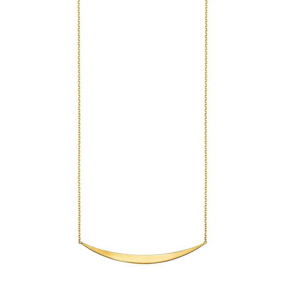 RCJ Necklaces 18'' / Yellow Gold 14k Yellow Gold Necklace with Polished Curved Bar Pendant