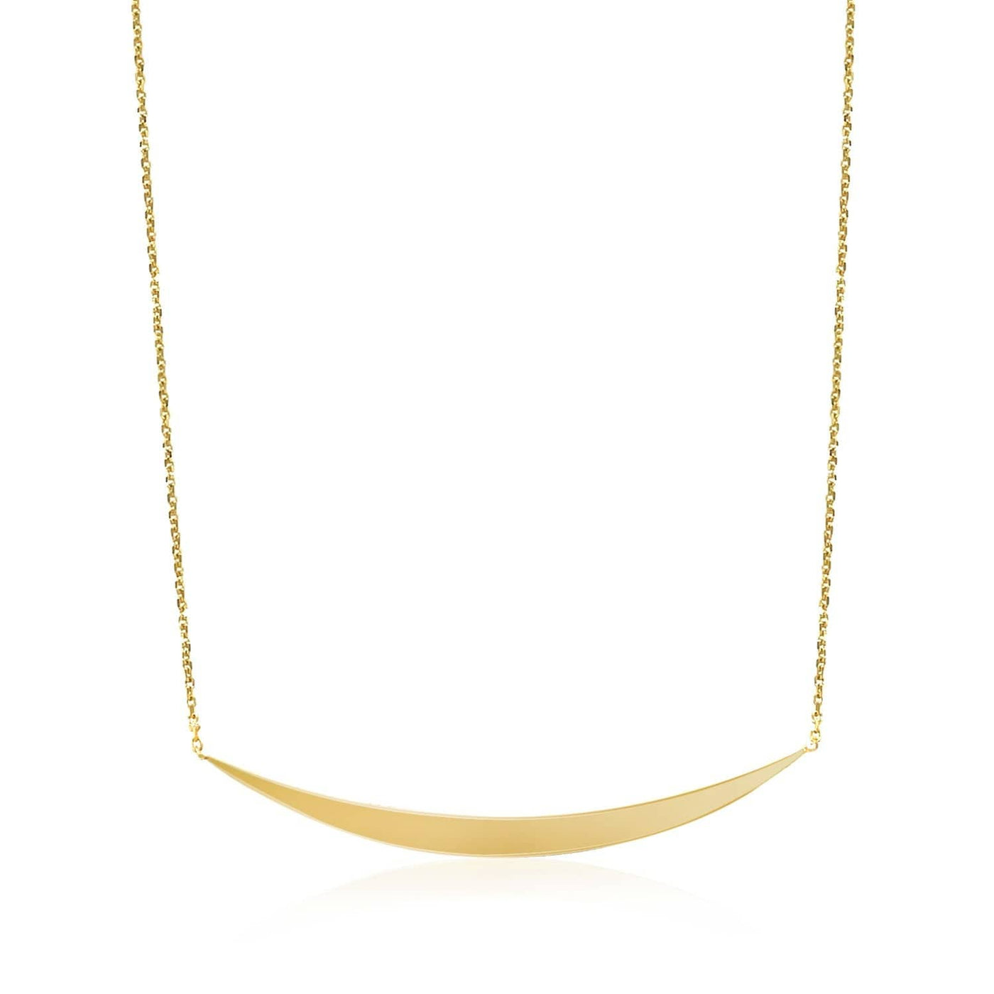 RCJ Necklaces 18'' / Yellow Gold 14k Yellow Gold Necklace with Polished Curved Bar Pendant