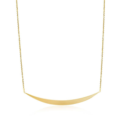 RCJ Necklaces 18'' / Yellow Gold 14k Yellow Gold Necklace with Polished Curved Bar Pendant