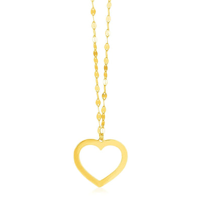 RCJ Necklaces 18'' / Yellow Gold 14k Yellow Gold Necklace with Reversible Heart Pendant