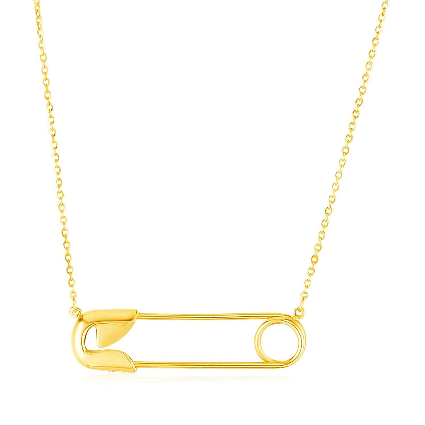 RCJ Necklaces 18'' / Yellow Gold 14k Yellow Gold Safety Pin Necklace