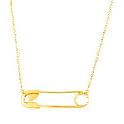 RCJ Necklaces 18'' / Yellow Gold 14k Yellow Gold Safety Pin Necklace