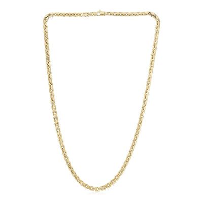 RCJ Necklaces 22'' / Two-Tone Gold 14k Yellow Gold High Polish Mens Fancy Box Necklace (5.0mm)