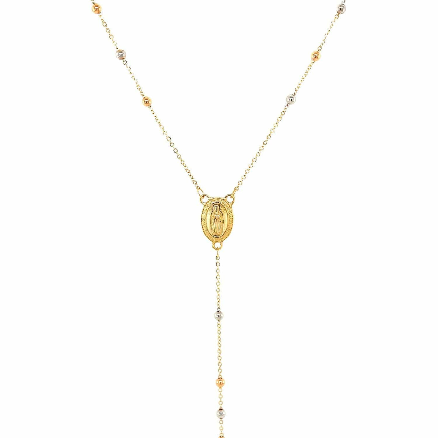 RCJ Necklaces 26'' / Tri-Color Gold 14k Tri Color Gold Lariat Rosary Necklace