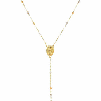 RCJ Necklaces 26'' / Tri-Color Gold 14k Tri Color Gold Lariat Rosary Necklace