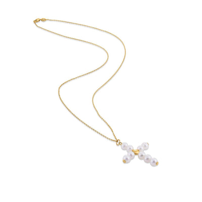 RCJ Pendants 18 / Yellow Gold 14k Yellow Gold Pearl Cross Pendant