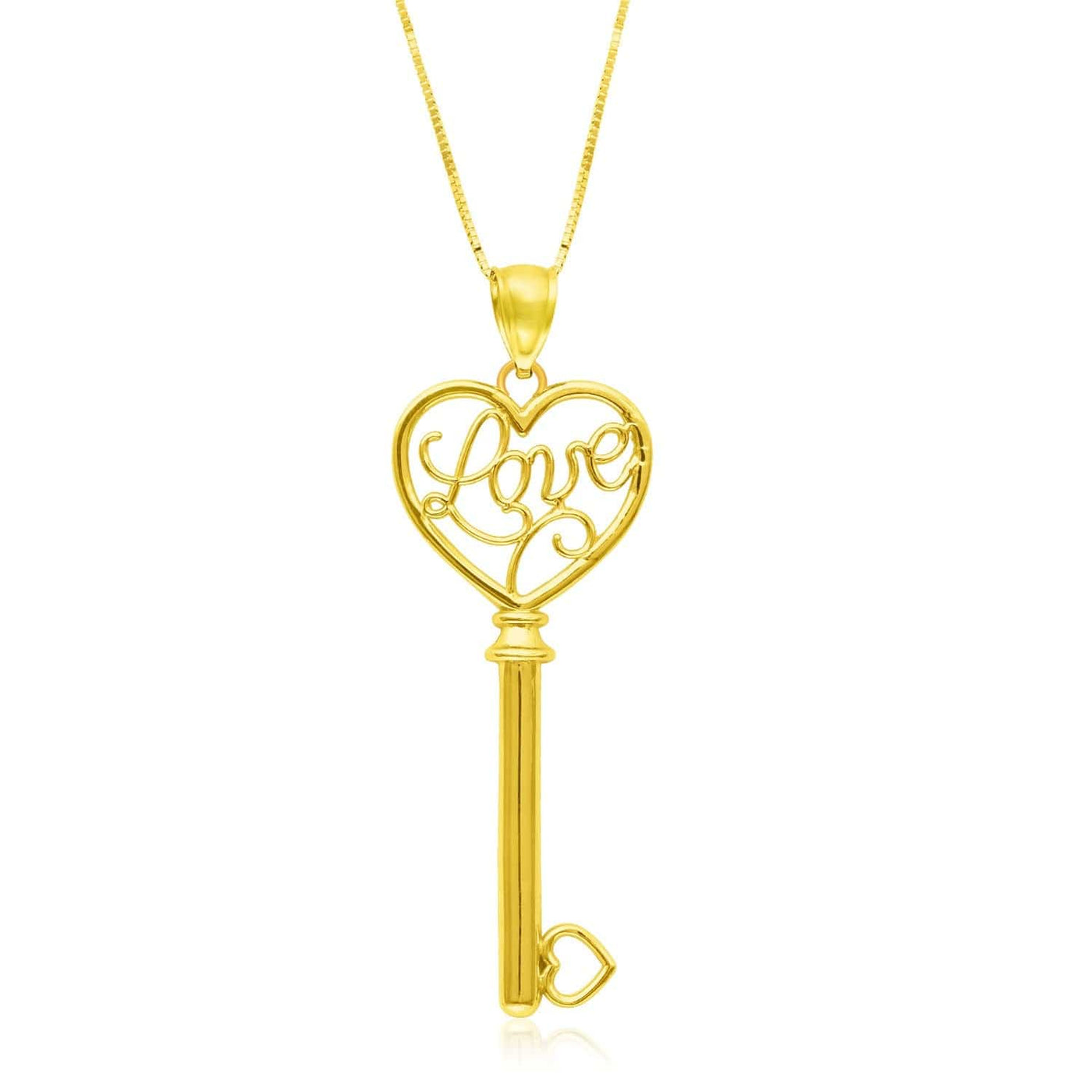 RCJ Pendants 18 / Yellow Gold 14k Yellow Gold Skeleton Key Style LOVE Pendant