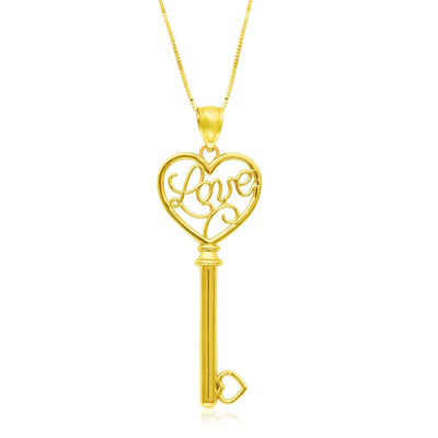 RCJ Pendants 18 / Yellow Gold 14k Yellow Gold Skeleton Key Style LOVE Pendant