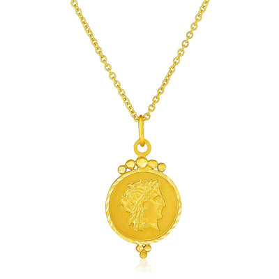 RCJ Pendants 18 / Yellow Gold 14k Yellow Gold with Round Roman Coin Pendant