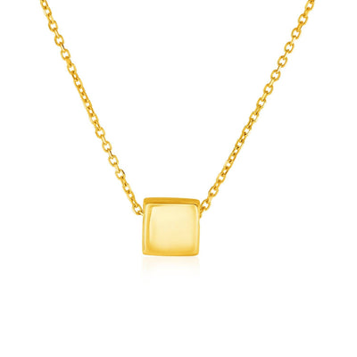 RCJ Pendants 18 / Yellow Gold 14k Yellow Gold with Shiny Square Pendant