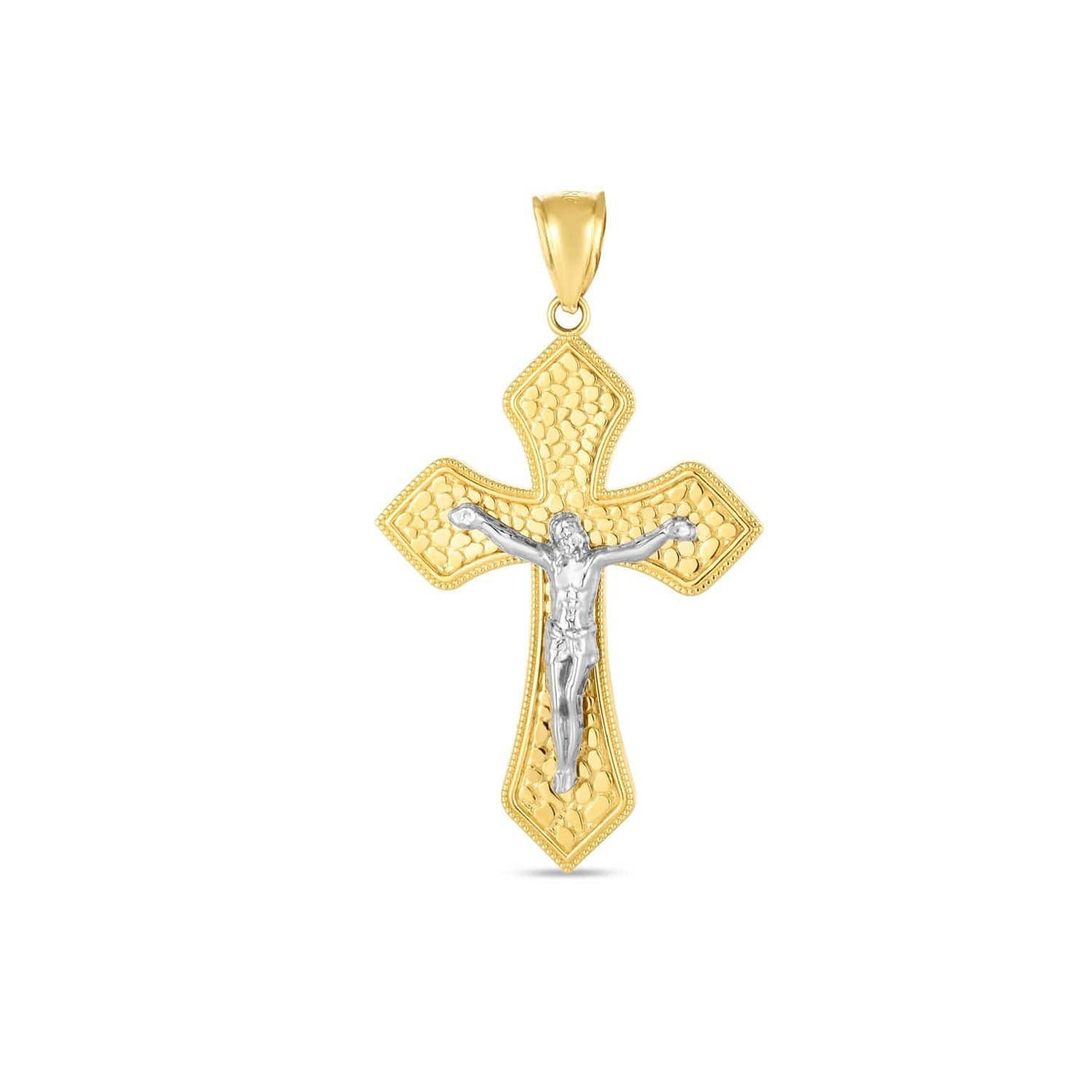 RCJ Pendants Two-Tone Gold 14k Two Tone Gold High Polish Diamond Cut Cross Pendant