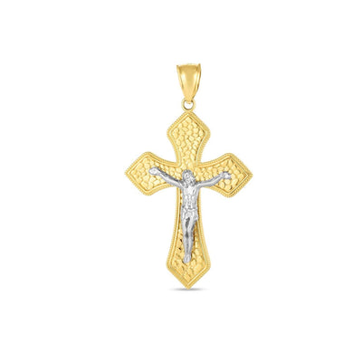 RCJ Pendants Two-Tone Gold 14k Two Tone Gold High Polish Diamond Cut Cross Pendant