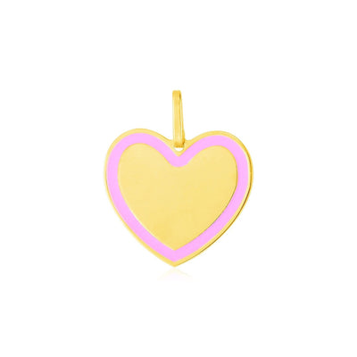 RCJ Pendants Yellow Gold 14k Yellow Gold and Pink Enamel Heart Pendant