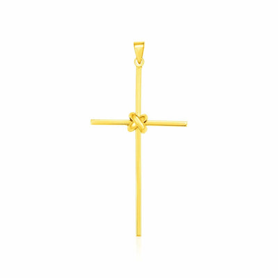 RCJ Pendants Yellow Gold 14k Yellow Gold Bar Style Cross Pendant