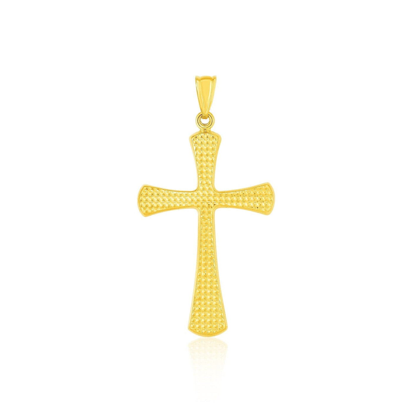 RCJ Pendants Yellow Gold 14k Yellow Gold Cross Pendant with Beaded Texture