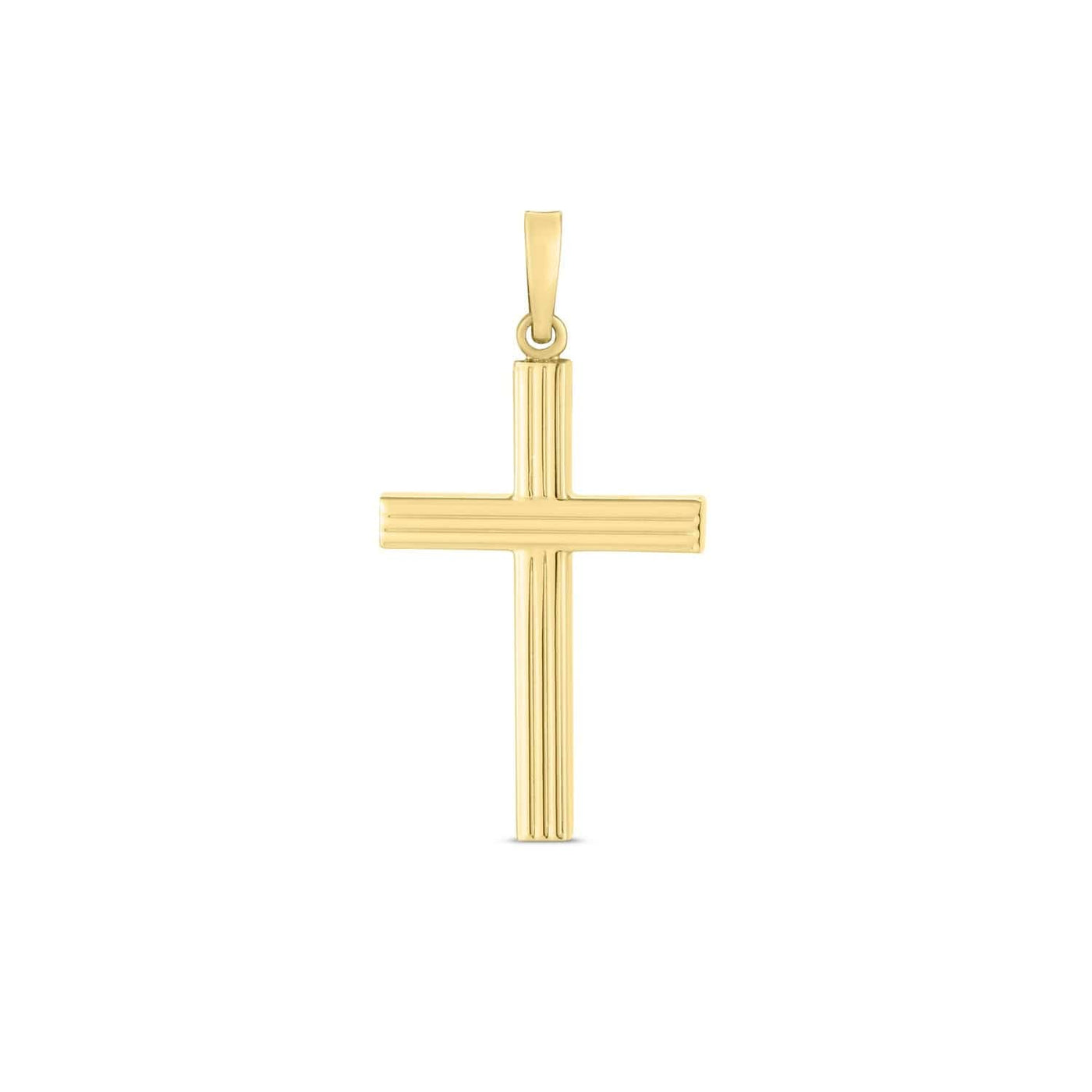 RCJ Pendants Yellow Gold 14k Yellow Gold High Polish Ribber Cross Pendant