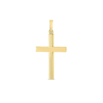 RCJ Pendants Yellow Gold 14k Yellow Gold High Polish Ribber Cross Pendant