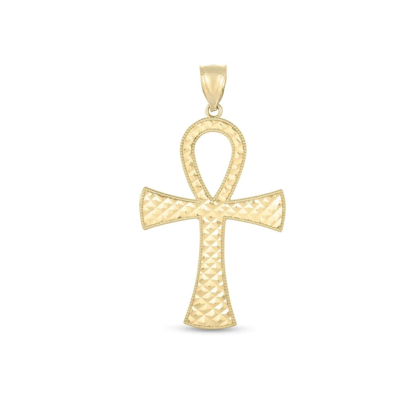 RCJ Pendants Yellow Gold 14k Yellow Gold High Polish Textured Ankh Pendant
