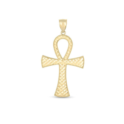 RCJ Pendants Yellow Gold 14k Yellow Gold High Polish Textured Ankh Pendant