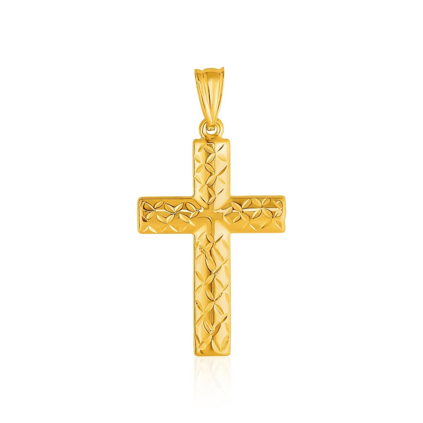 RCJ Pendants Yellow Gold 14k Yellow Gold Reversible Textured Cross Pendant