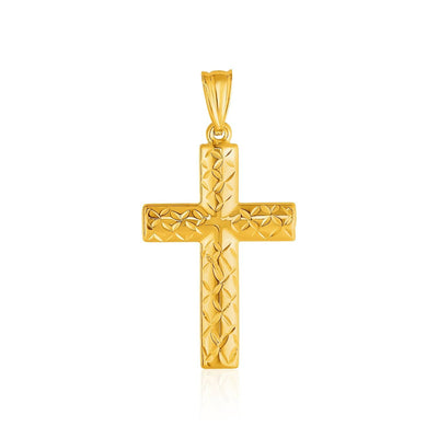 RCJ Pendants Yellow Gold 14k Yellow Gold Reversible Textured Cross Pendant