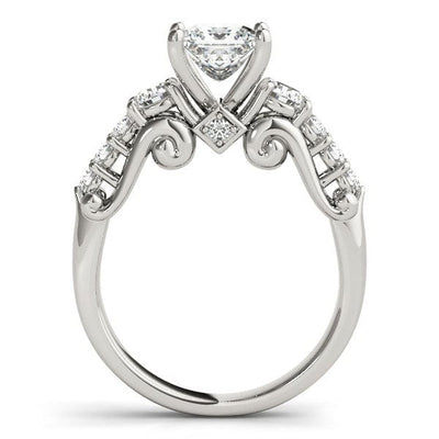 RCJ Rings 14k White Gold 3 Stone Antique Design Diamond Engagement Ring (1 3/4 cttw)