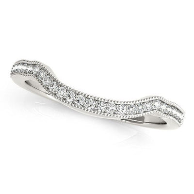 RCJ Rings 14k White Gold Curvy Style Pave Set Diamond Wedding Band (1/6 cttw)