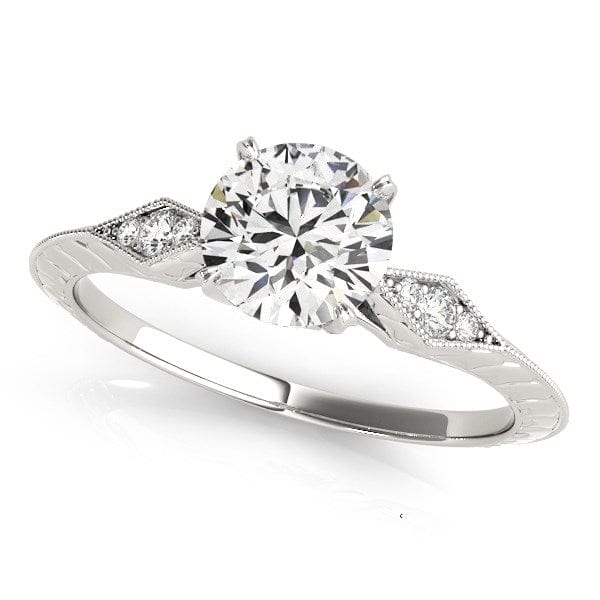 RCJ Rings 14k White Gold Diamond Engagement Ring with Side Clusters (1 1/8 cttw)
