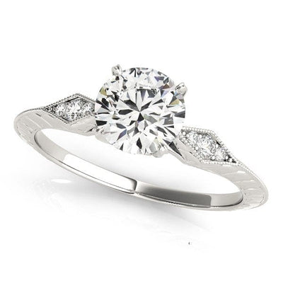RCJ Rings 14k White Gold Diamond Engagement Ring with Side Clusters (1 1/8 cttw)